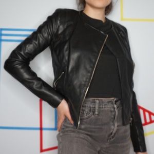 asymmetrical faux leather jacket
